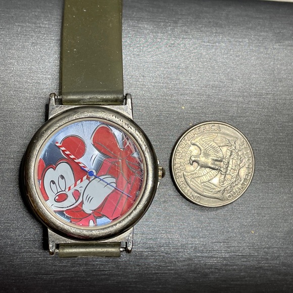 vintage mickey mouse watch Christmas Present Blue & Red Original Band japan movt - Picture 4 of 6